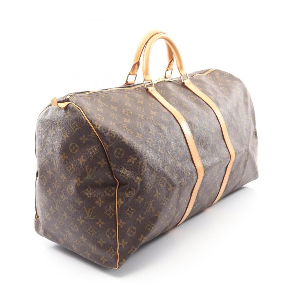 LOUIS VUITTON Authentic Brown Monogram Leather Keepall 60 Boston Bag - Picture 2 of 10